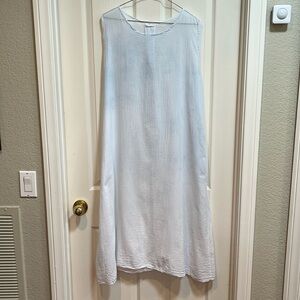 MADE IN ITALY 100% Cotton Sleeveless Midi Dress Swim Cover Up Light Blue No Size